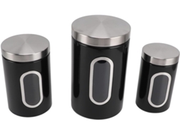 Conjunto De 3-potes Cozinha Em Ferro Com Janela Transparente, Recipiente Hermético Para Café, Chá, Açúcar, Farinha