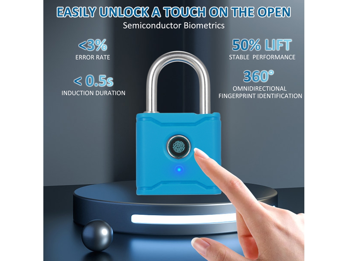 Laxiscreed Cadeado Inteligente Bluetooth Com Impressão Digital E Recarga Fácil