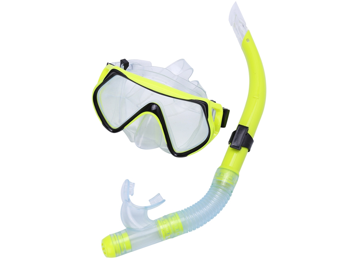 Máscara de Mergulho Amarela com Snorkel e Óculos de Natação Subaquática AQUAFORGE