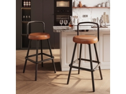 Conjunto 2 Banquetas Bar Modernas Couro Pu Marrom