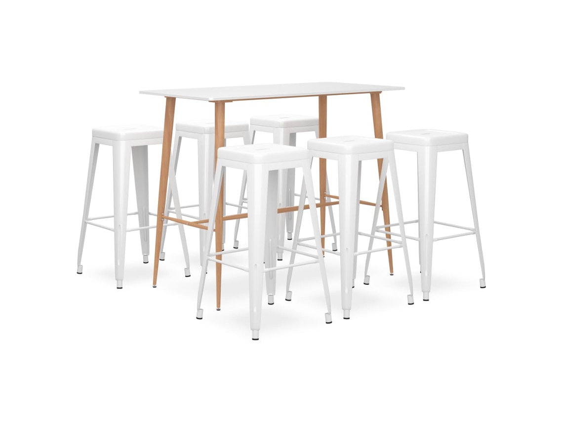 Vidaxl 7 Pcs Conjunto De Bar Branco