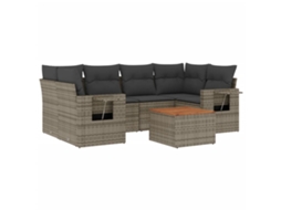 Maison Exclusive - 7 Pcs Conjunto Sofás P/ Jardim C/ Almofadões Vime Pe Cinzento