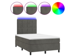 Conjunto 1 Cama Box Spring Vidaxl Cinzeto Veludo (203 X 120 X 128 Cm)