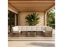 Vidaxl Conjunto De Sofá De Jardim 11 Unid. Bege E Branco Creme Vime Pe