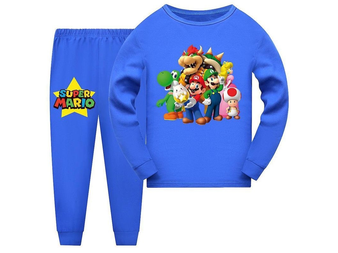2026 pijamas para Niños Y Niñas de 7 14 Años Super Mario Manga Larga Camiseta Y Pantalones Ropa de Dormir Regalo