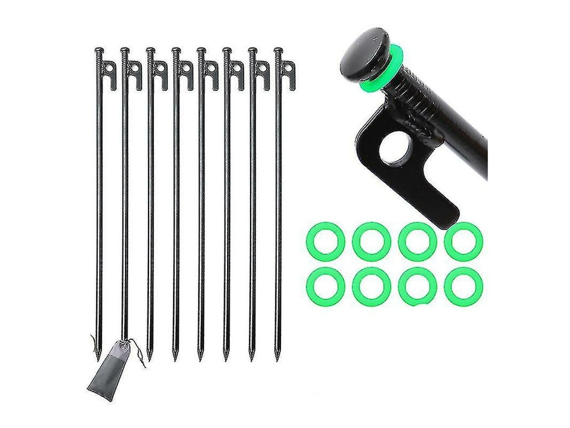 Estacas de Fixação para Barraca, Pacote com 8 Unidades, em Ferro Fundido Resistente, 25 Cm Ganchos. AQUAFORGE (10 Polegadas)