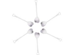 Cucharas De Acero Inoxidable De Cabeza Plana - 6 Piezas - Forma De Corazón
