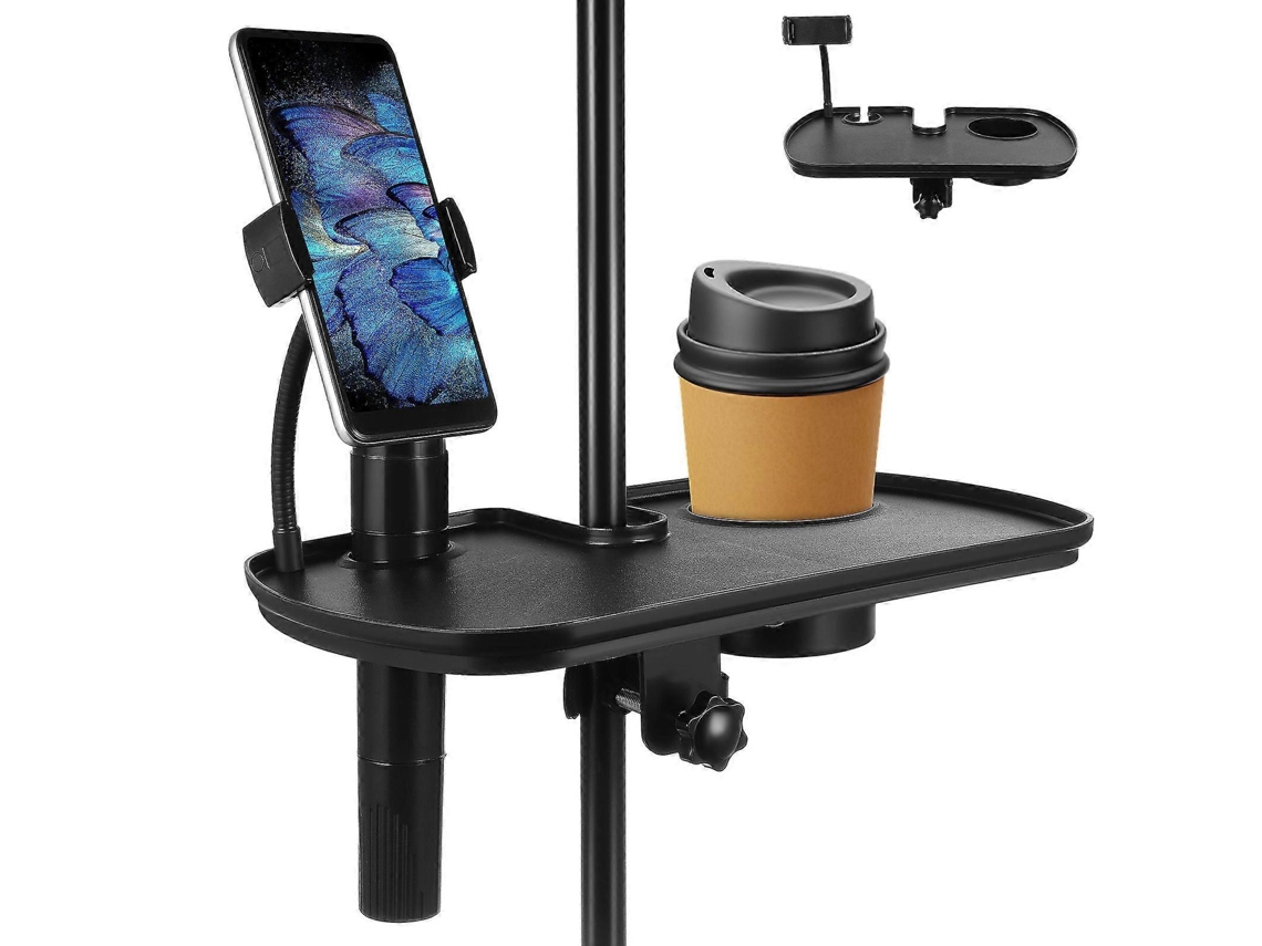Suporte Para Copo Em Pedestal De Microfone Com Prato E Clipe Para Celular - Acessórios De Mesa