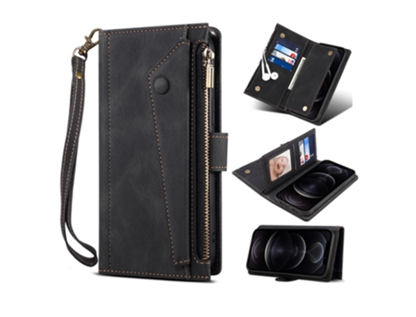 Capa Bloqueio Rfid Para Iphone 15 Pro Max Eseble Pele Sintética Preto
