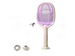 Raquete Elétrica Anti mosquitos com Base 2 em 1 HENTEN HOME Branco