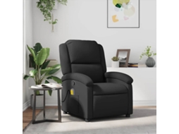 Vidaxl Poltrona De Massagens Reclinável Couro Genuíno Preto