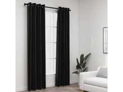Vidaxl Cortinas Opacas Aspeto Linho 2 Pcs 140x225 Cm Antracite