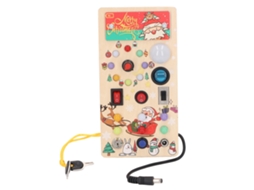 Mali placa Ocupada Toddler com 8 Interruptores Led Estilo Natal Brinquedo Sensorial Madeira para Bebês Menos de 1 Ano