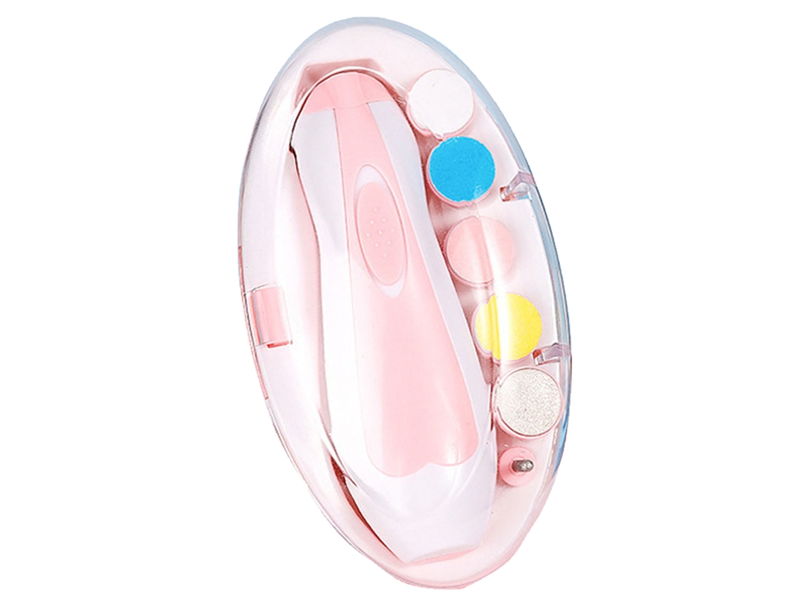Aparador De Unhas Elétrico Para Bebê Com Led E 6 Cabeças Multifuncionais Rosa