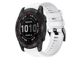 Bracelete para Garmin Fenix 7X Fivela de Metal Cor Sólida Silicone Pulseira de Relógio Branco VENISYMLIS