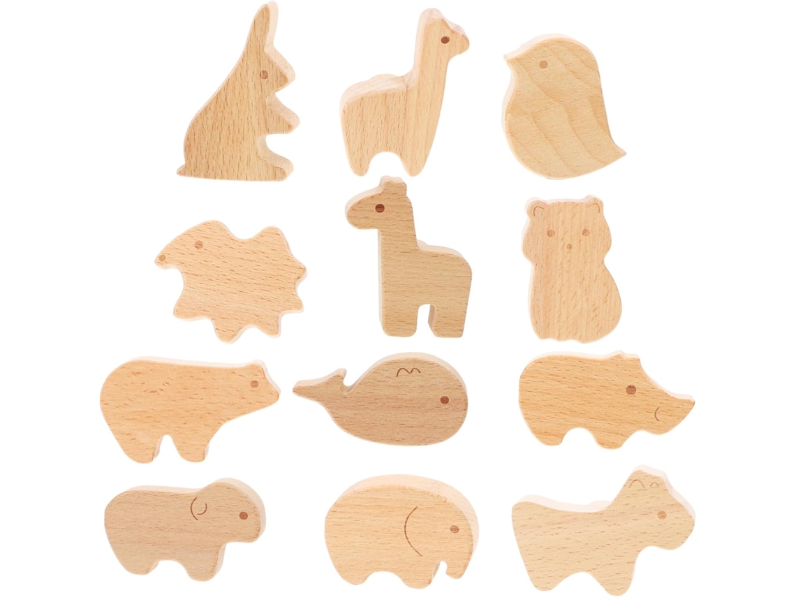 Conjunto De 12 Puxadores Decorativos Em Madeira Natural Com Formato Animais Para Armários, Com Parafusos Inclusos