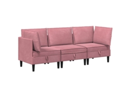 Conjunto 3 Conjunto De Sala De Estar Vidaxl Rosa Veludo (210 X 70 X 82 Cm)