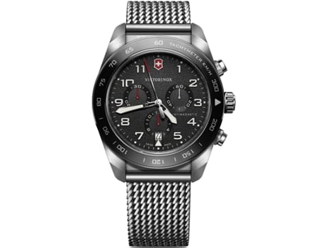 Relógio Homem Swiss Army Chrono Ss, Black Dial, Mesh Aço 10 Bar Victorinox Swissarmy