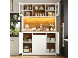 Móvel Alto De Cozinha 120×40×180cm Complementar Com Portas Em Acrílico E Iluminação Led Cor Branca