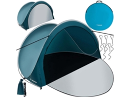 Tenda De Praia Pop-up Para 3 Pessoas Com Zíper, Azul E Branco, 200x120x110 Cm