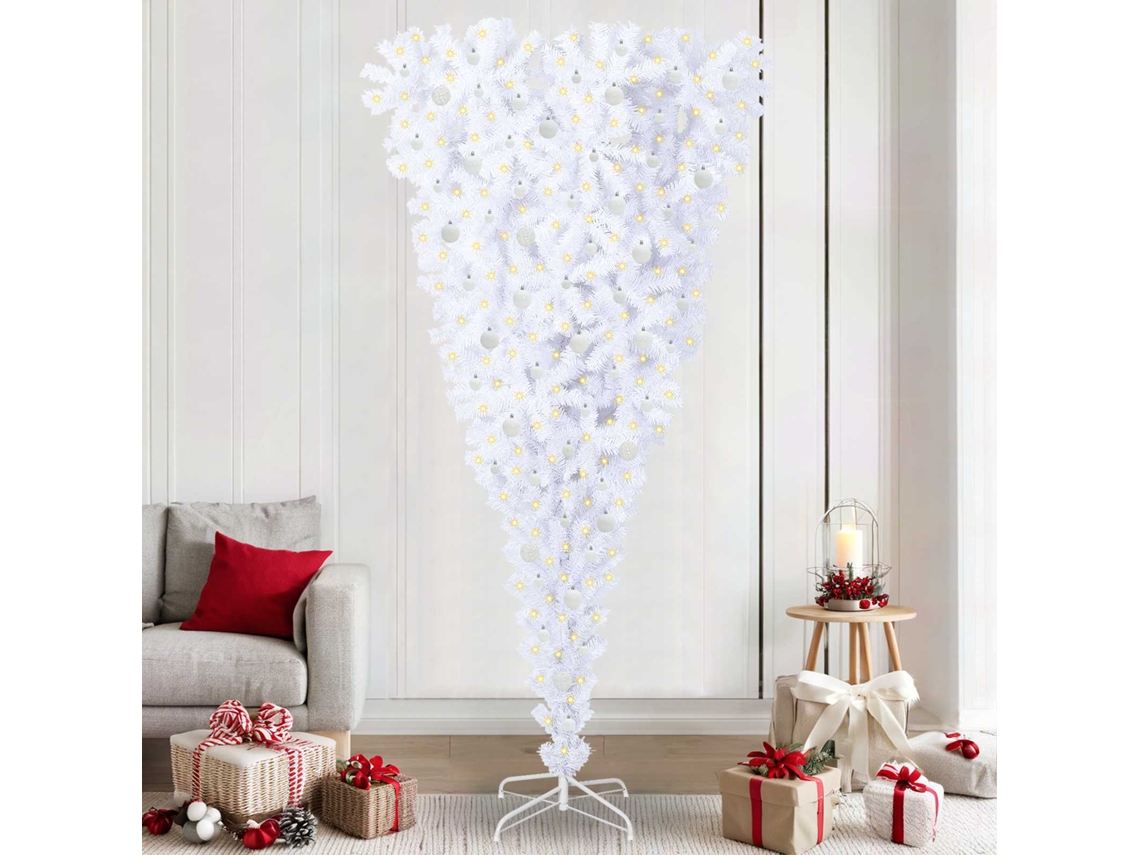 Vidaxl Árvore De Natal Artificial Com 300 Leds Branco 240 Cm Pvc E Aço