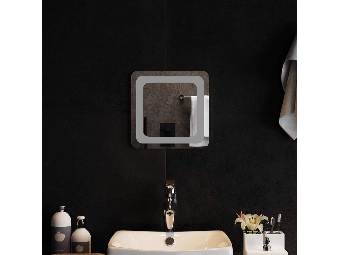 Vidaxl Espelho De Banheiro Led Transparente 30 X 30 Cm Vidro Temperado