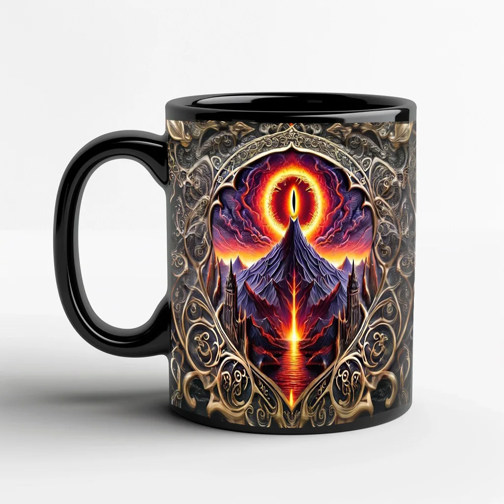 Caneca de Cerâmica Preta de 330ml para Café/chá com Leite, Ideal para Cinéfilos. MDUG