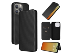 Capa De Couro Com Textura De Fibra De Carbono Para Iphone 15