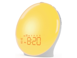 Rádio Despertador Led Com Luz De Despertar, 20 Níveis De Brilho, Simulação De Amanhecer E Anoitecer, 7 Sons Naturais, Amarelo SUNNY SPACES