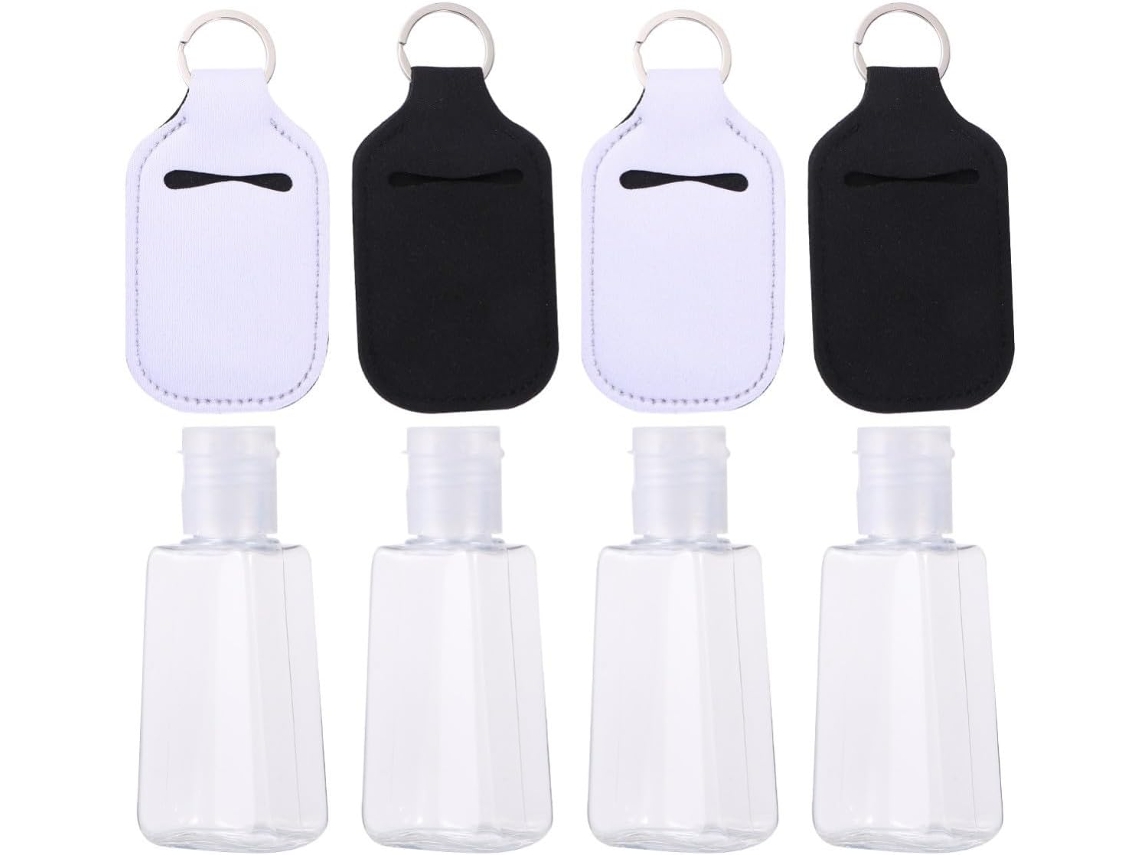Conjunto De 4 Garrafas De Neoprene Recarregáveis De 30ml Para Lembrancinhas De Festa.