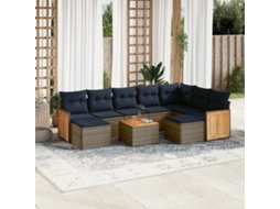 Vidaxl Conjunto De Sofá De Jardim Com 10 Peças E Almofadas Em Rattan Sintético Cinza