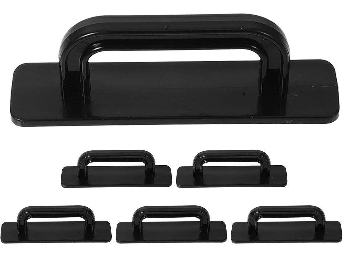 Puxador Autoadesivo Para Armário, Conjunto De 6 Peças, Preto, Sem Necessidade De Furar, Em Abs, Para Cozinha