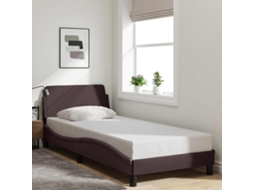 Vidaxl Estrutura De Cama Dover 90x190 Cm Tecido Castanho-escuro