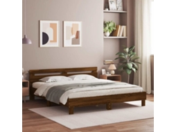 Vidaxl Estrutura Cama Cabeceira/luzes Led 180x200cm Carvalho Castanho
