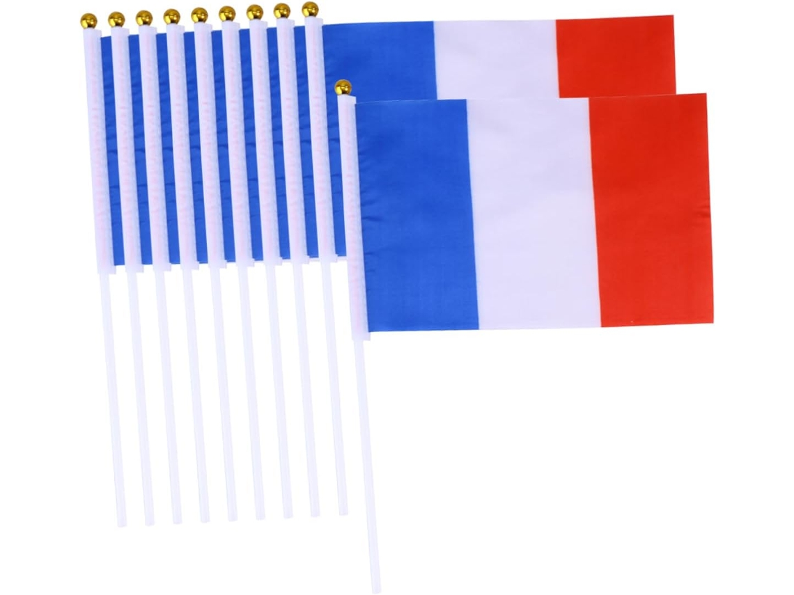 Bandeirinhas Francesas Pequenas Para Eventos E Jogos Esportivos, Tamanho 14 X 21 Cm, Poliéster Resistente, Pacote Com 10 Unidades Gokoco
