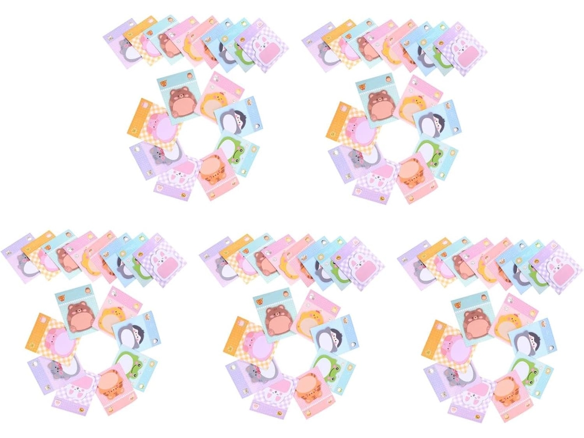 Conjunto de 5 blocos de notas adesivas transparentes com desenhos animados fofos para reflexão.