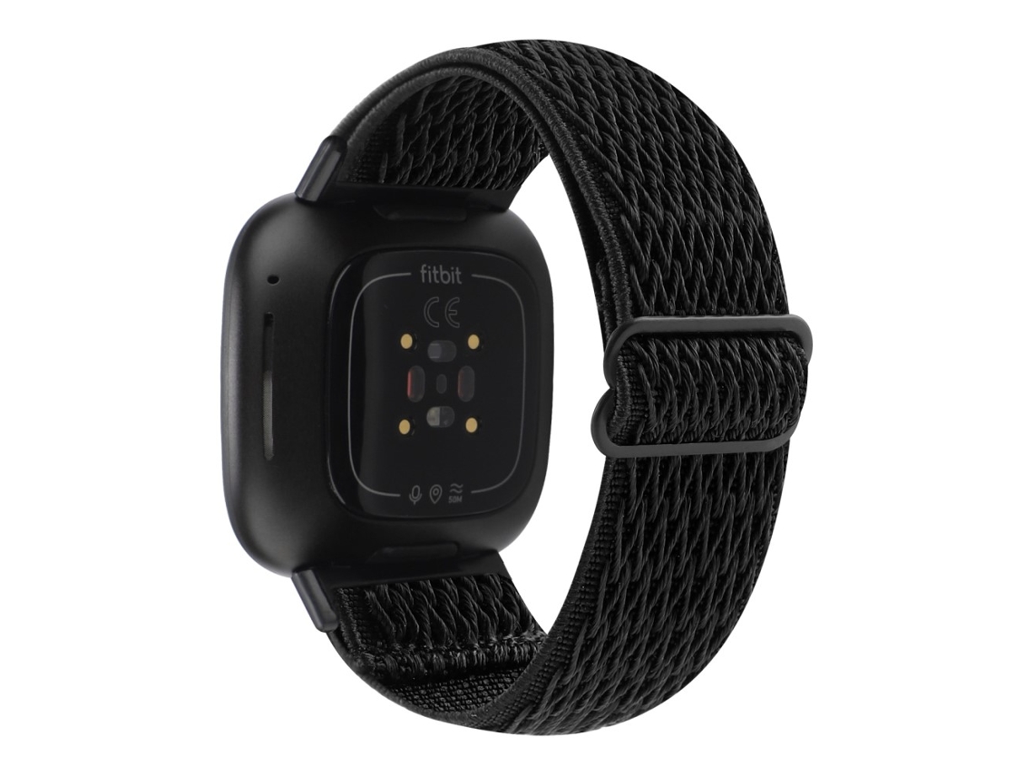 Bracelete de Nylon Ajustável Padrão de Onda para Fitbit Versa 3/Versa Sense Preto
