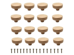 20 Tiradores De Madera Roble Redondos M4*25mm Para Muebles Cajones Armarios 40mmx25mm