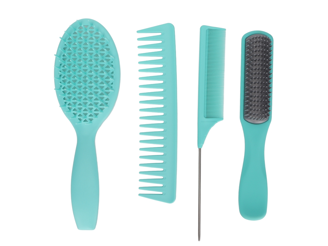 2026 set de 4 Pentes Profesionales para Cabelo Desenredar Pente de Cabelo Ferramenta de Estilismo para Casa Salão Viagem Caixa Verde