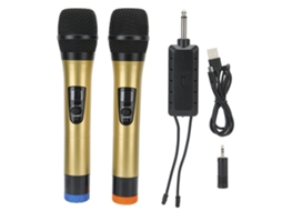 Conjunto de 2 microfones sem fio VHF de mão estável para KTV karaoke festas | S/MARCA