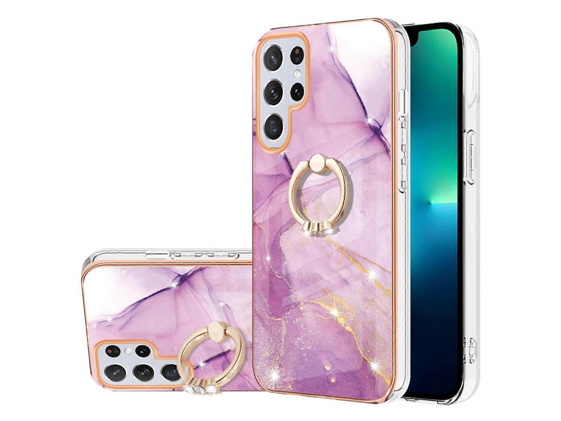 Capa De Celular Tpu Imd Com Revestimento Galvanizado E Suporte De Anel Para Samsung Galaxy S22 Ultra