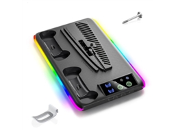 Suporte Com Ventoinha De Arrefecimento Para Consola, Carregador Duplo, Led, 3 Portas Usb, Preto