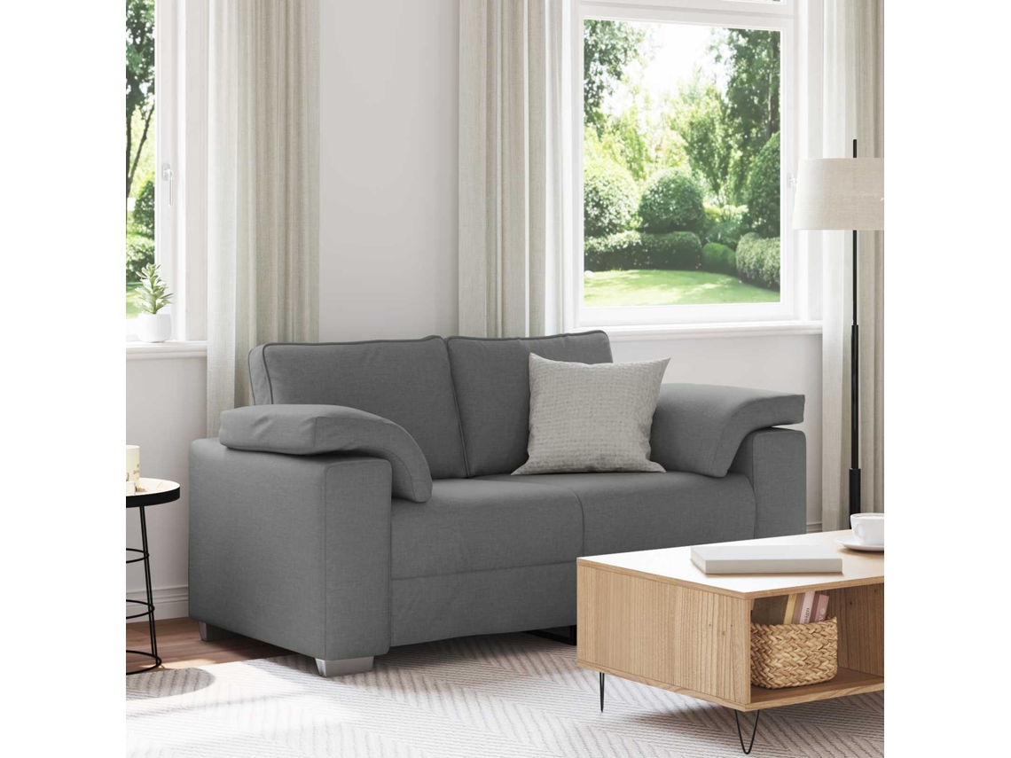 Vidaxl Sofá De Dois Lugares Cinza Escuro 160 Cm Tecido