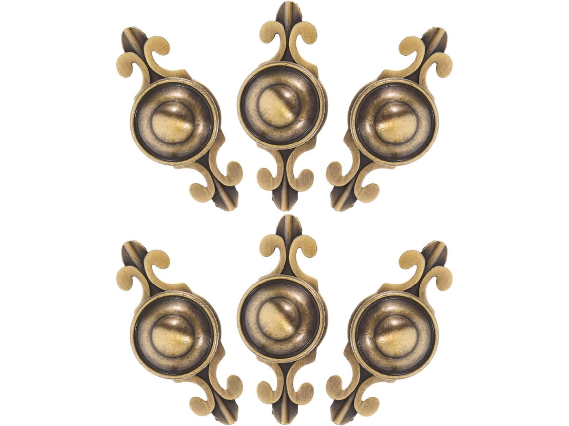 Puxadores De Gaveta Vintage Em Latão Com Placa Acabamento, 6 Peças, Estilo Europeu, Fácil Instalação Para Quartos E