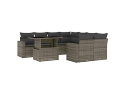Conjunto de 9 Sofás para Jardim com Almofadões Vime Pe Cinzento MAISON EXCLUSIVE (90x200 cm)