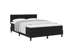 Cama Box com Cabeceira Manual Preto 140x190cm Tecido MAISON EXCLUSIVE