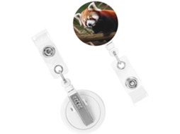 Porta Crachá Retrátil Resistente, Com Estampa Panda Vermelho Em Galho Árvore, Com Clipes E Carretéis Chaveiro