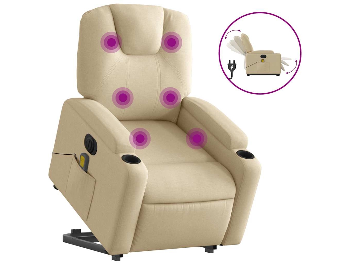 Electric Stand Up Massage Recliner Chair, Electric Stand Up Massage Recliner Chairs Vidaxl Creme Tecido