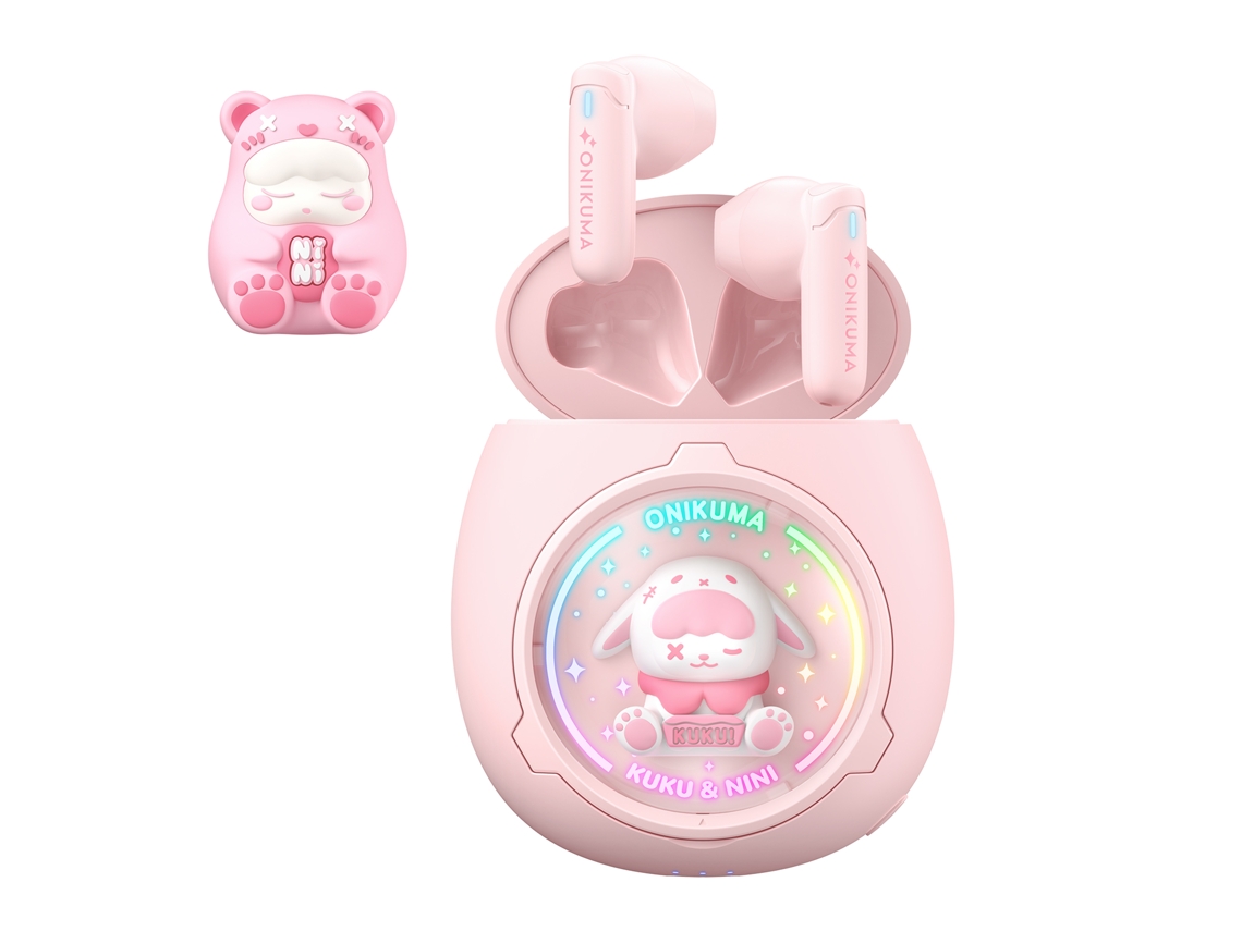 Fones de ouvido Bluetooth femininos com cancelamento de ruído e design semi intra-auricular (rosa)