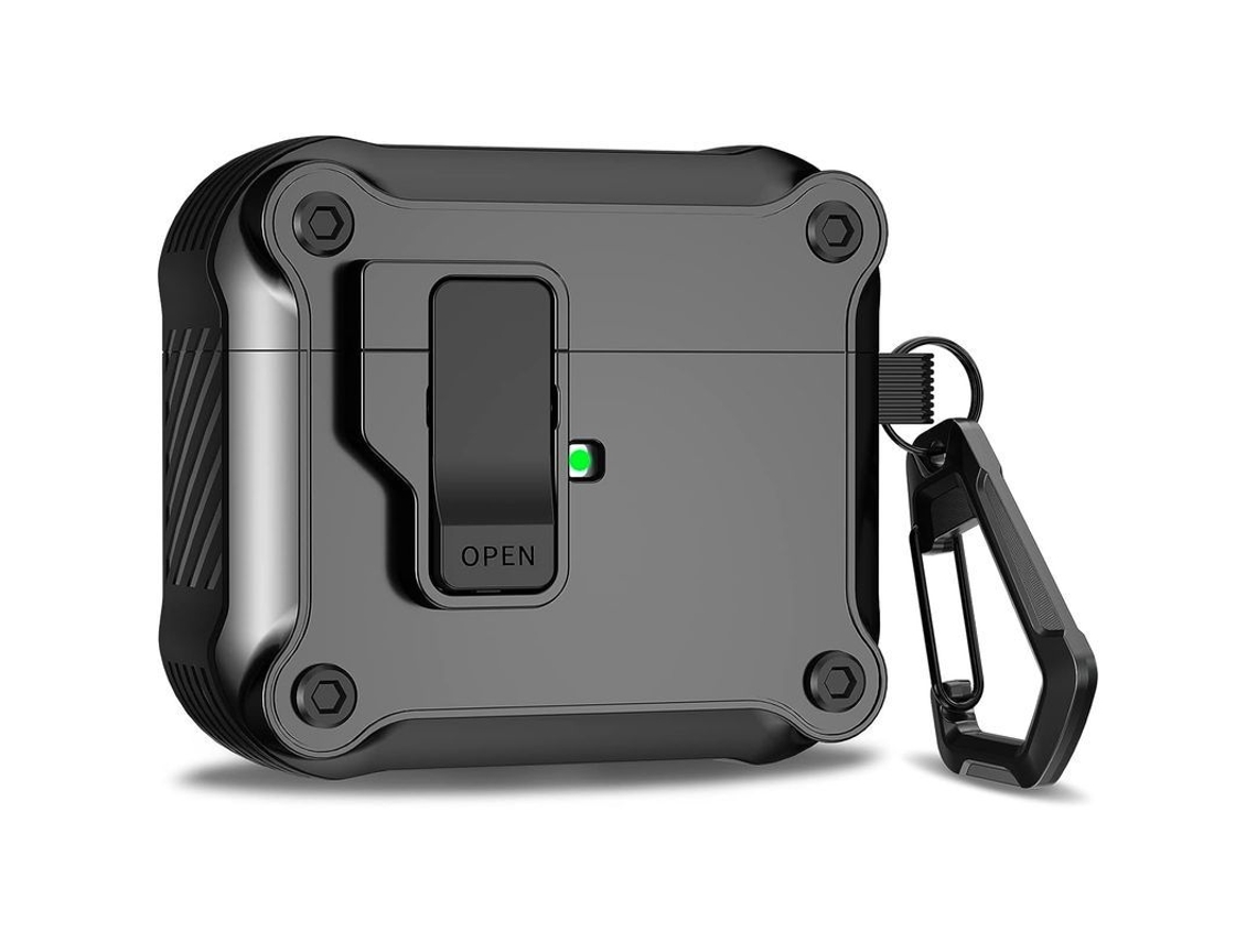 Capa para Airpods 3ª Geração YURU, Trava Segura, Anti impacto, Compatível, Preto